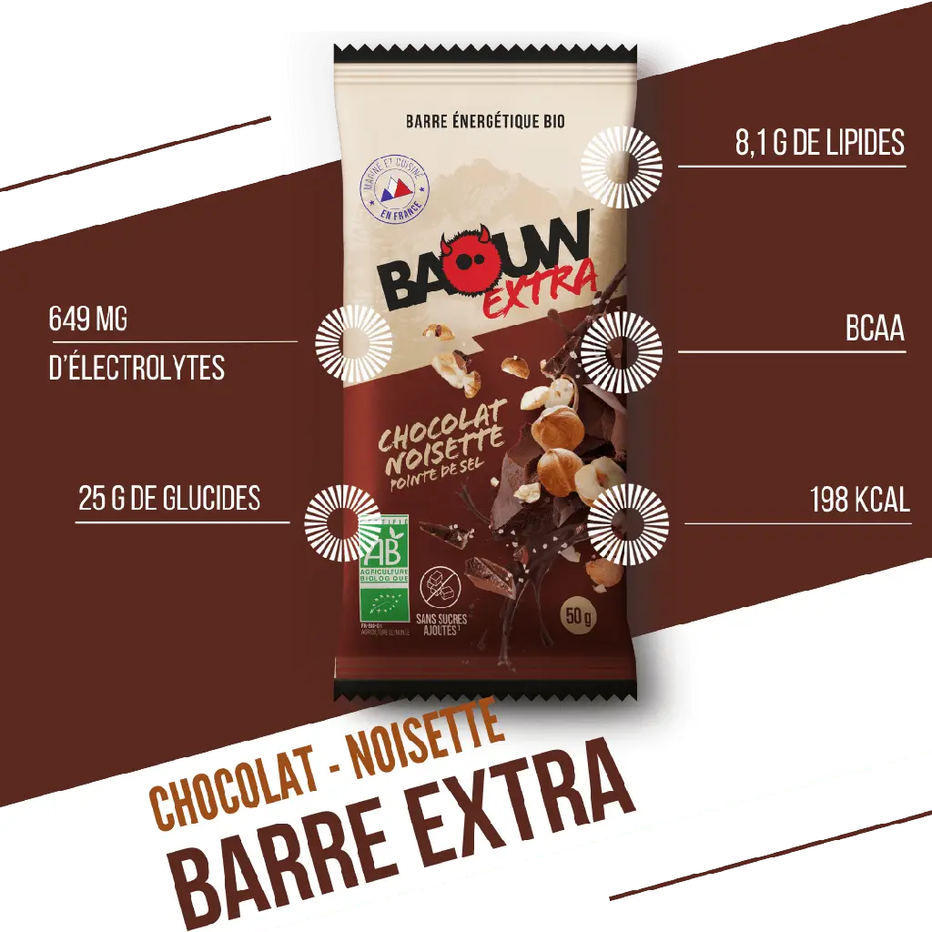 Barres Énergétiques : chocolat - noisette Baouw Herboristerie bio du vieux Nice
