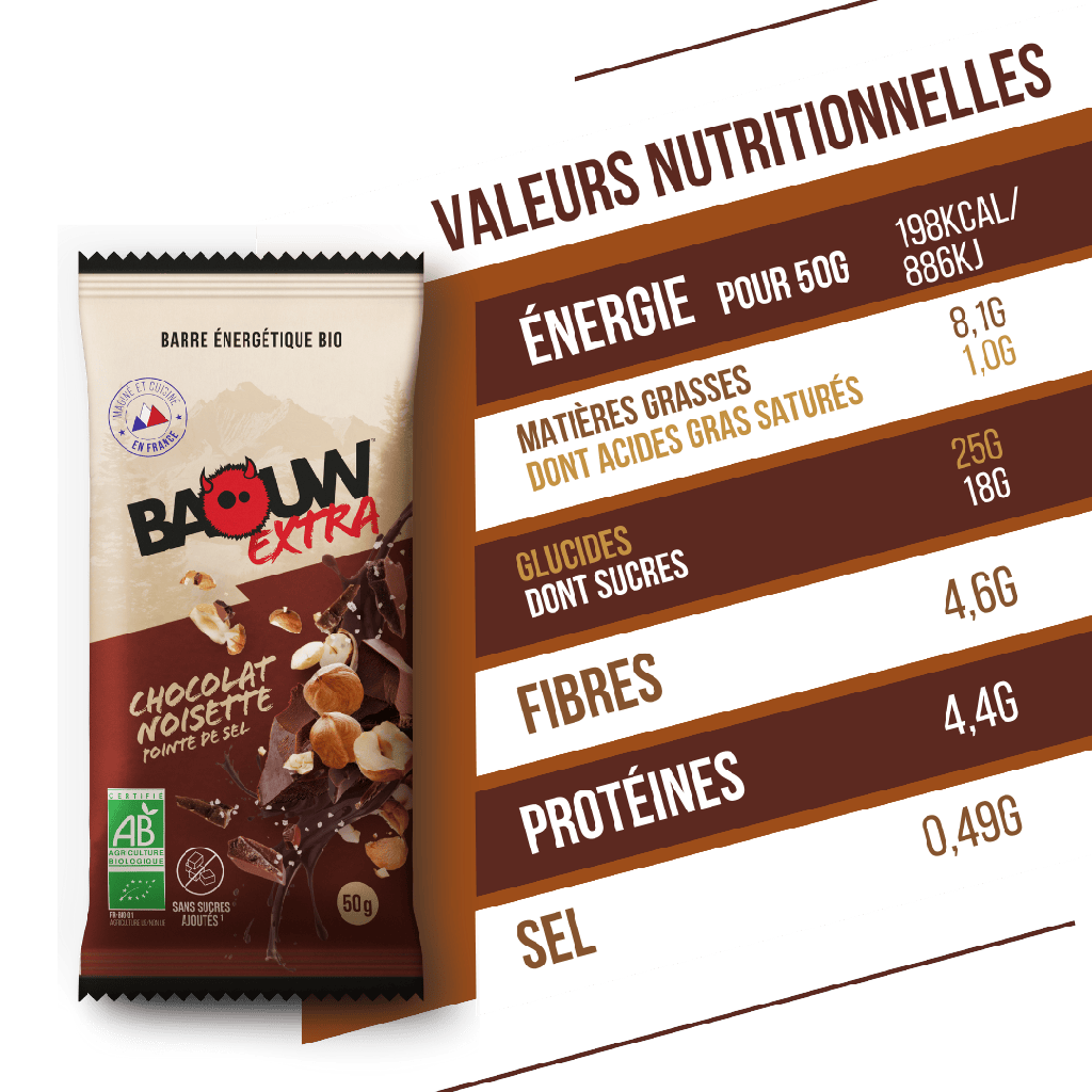 Barres Énergétiques : chocolat - noisette Baouw Herboristerie bio du vieux Nice