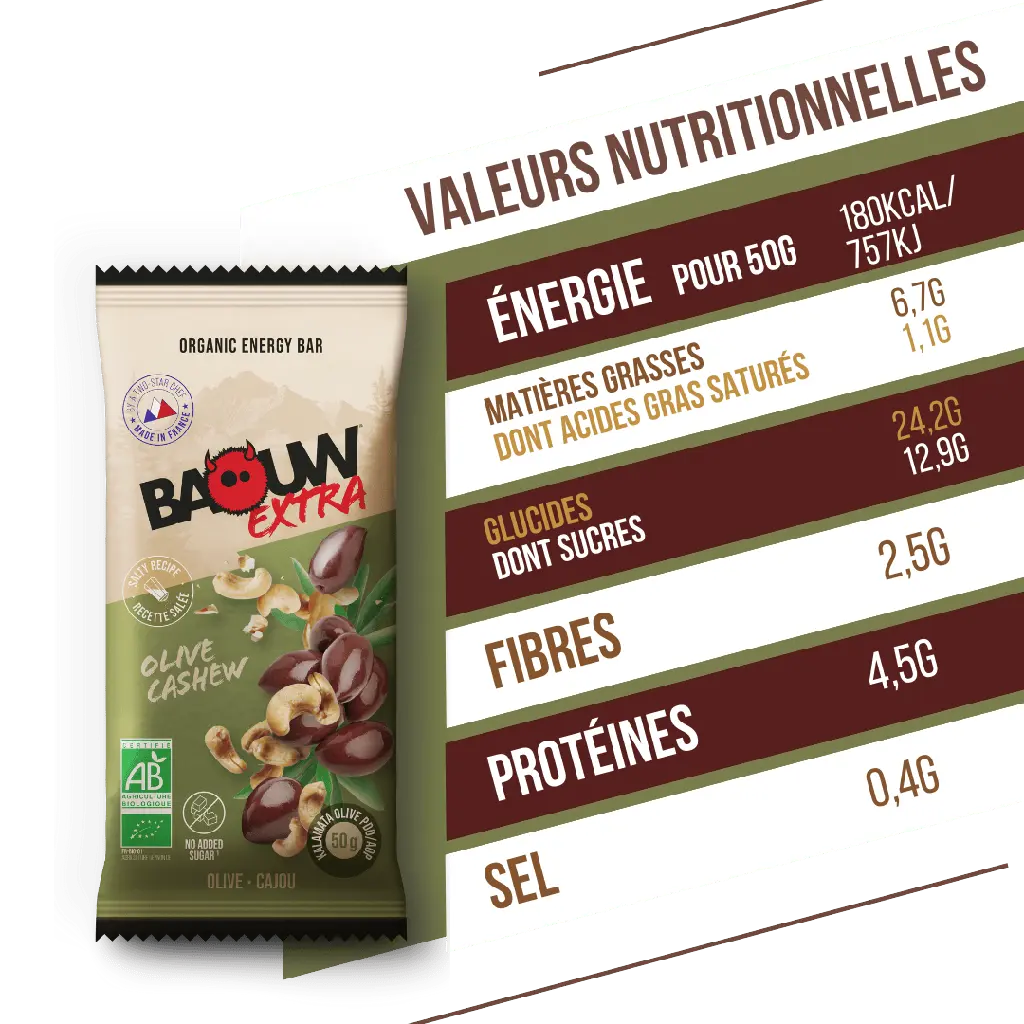 Barres Énergétiques : olive - cajou Baouw Herboristerie bio du vieux Nice
