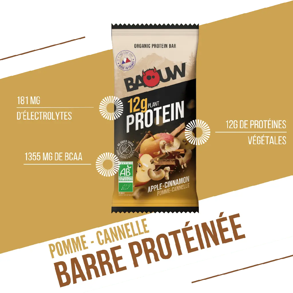Barres Protéinées : pomme-canelle Baouw Herboristerie bio du vieux Nice
