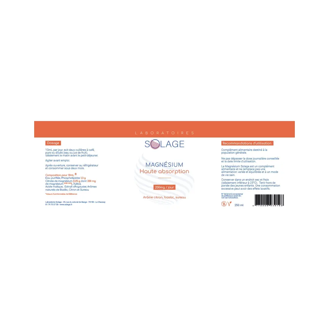 Magnésium liposomal liquide Herboristerie bio du vieux Nice