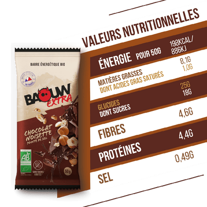 Barres Énergétiques : chocolat - noisette Baouw Herboristerie bio du vieux Nice