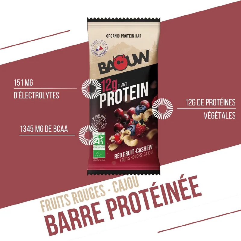 Barres Protéinées : fruits rouges - cajou Baouw NICE ORGANIC herboristerie bio