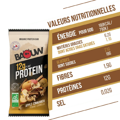 Barres Protéinées : pomme-canelle Baouw Herboristerie bio du vieux Nice
