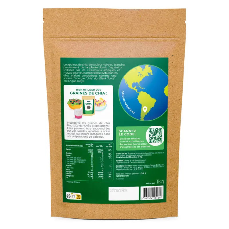 Graines de Chia BIO 1 kg  - Nutri&Co NICE ORGANIC herboristerie bio